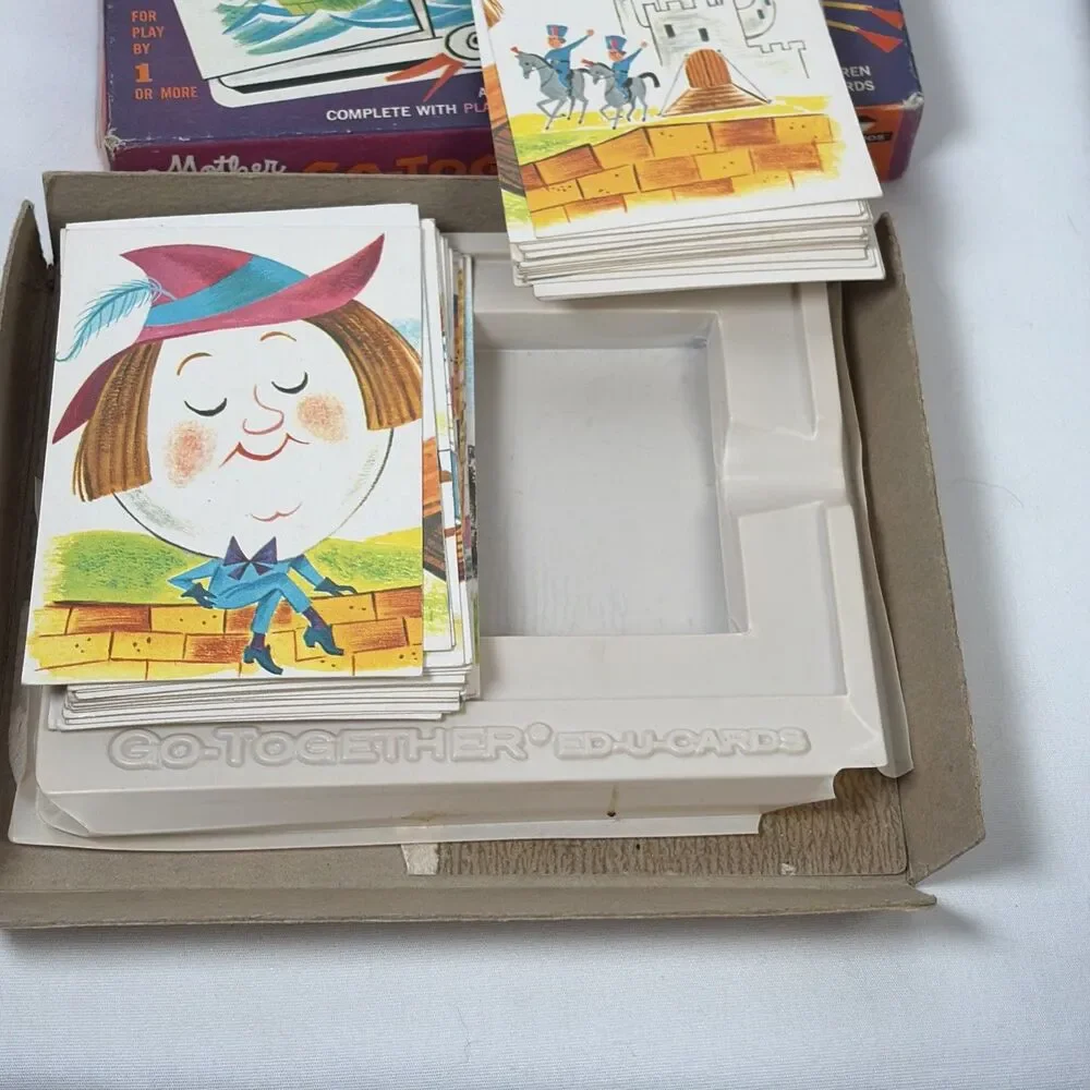 Vintage Mother Goose Go-Together Game & Telling Time Flash Cards